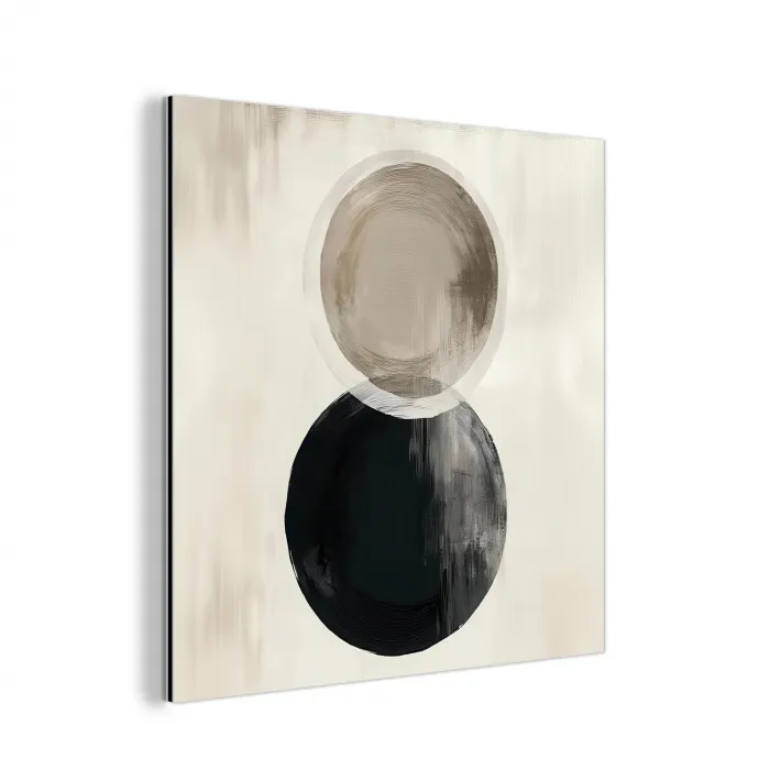 Cirkels - Vorm - Beige - Abstract aluminium wit klein -3d