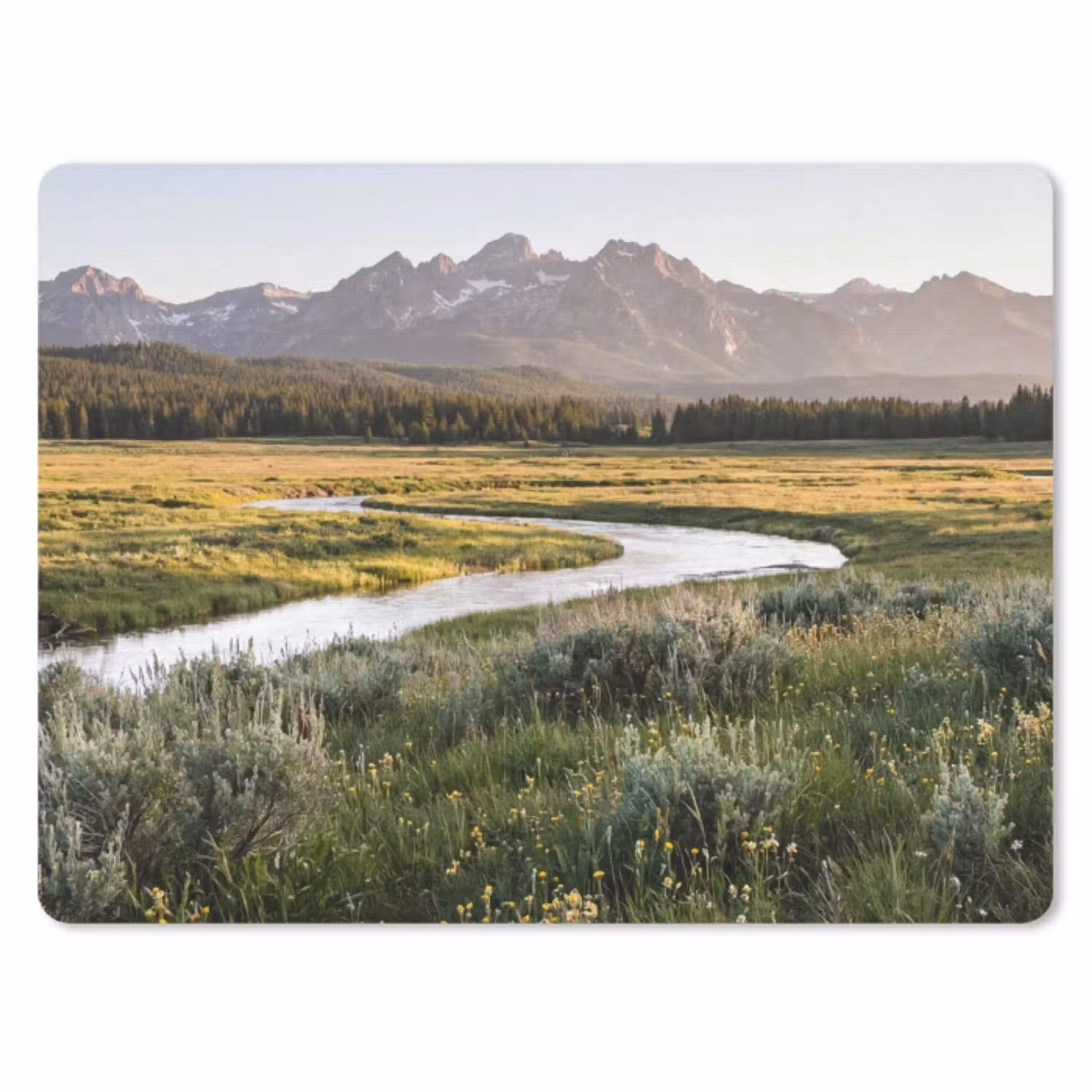 Berglandschap - Rivier - Bos muismat rubber klein -3d