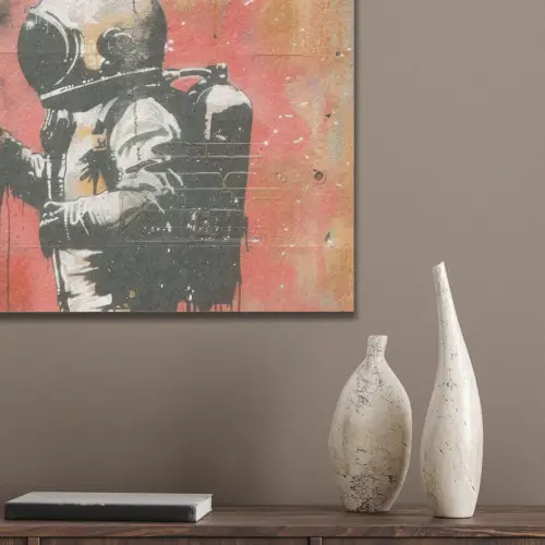 Graffiti - Astronaut - Street art - Ruimte - Banksy PET vilt klein -sfeer6_closeup
