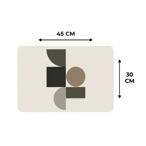 Aardetinten - Abstracte compositie - Eenvoudige vormen Placemat vinyl groot -specs