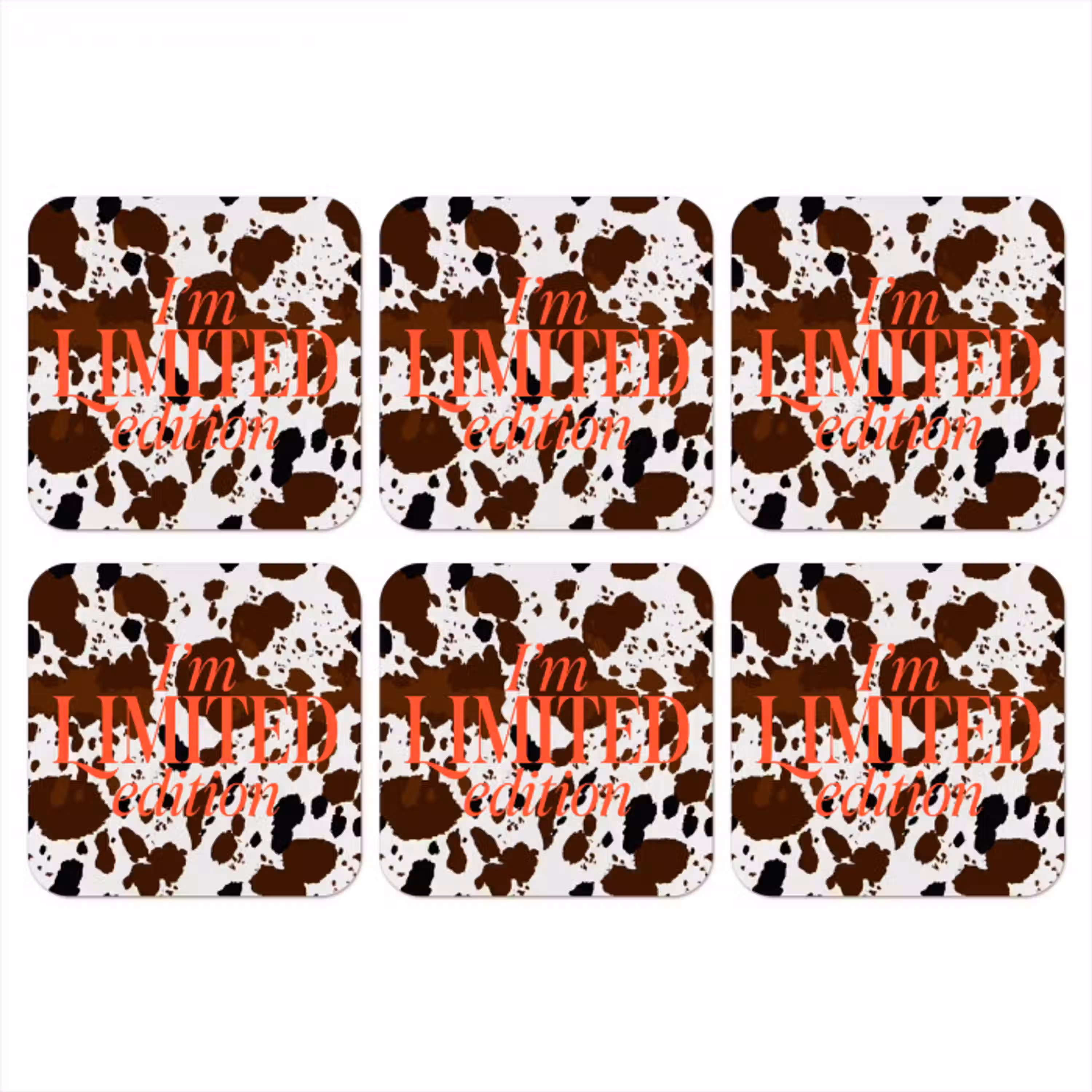 Koeienprint - Limited edition - Rood onderzetter kurk middel -3d