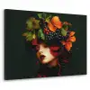 Vrouw - Rood - Groen - Druiven Textielframe zwart klein -3d