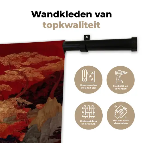 Volle maan - Landschap - Waterval Wandkleed katoen klein -sfeer2