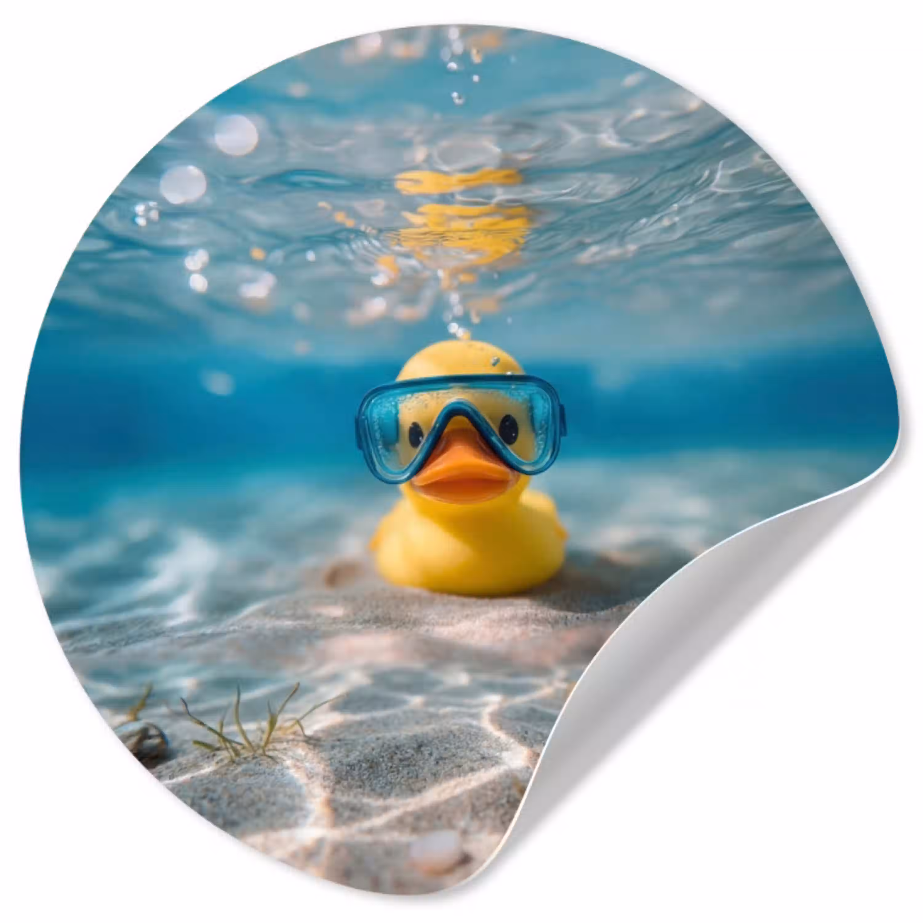 Duikbril - Eend - Water Wandcirkel behangsticker klein -3d