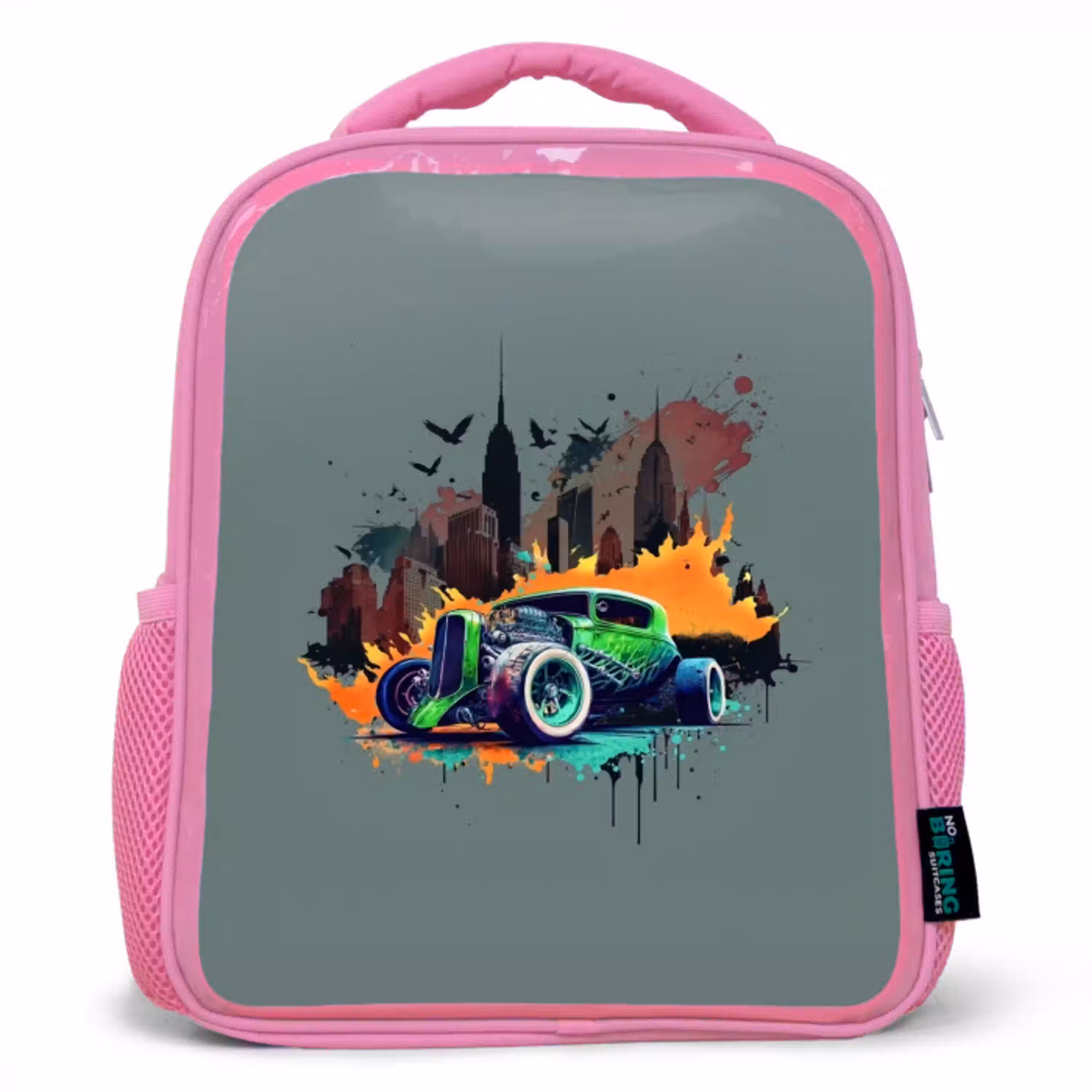 Auto in spookstad Kinderrugzak - Roze middel -3d