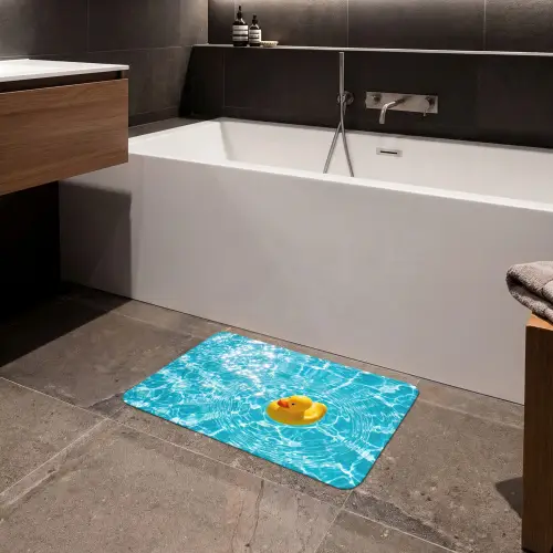 Badeend - Dobberen - Blauw Badmat klein -sfeer3