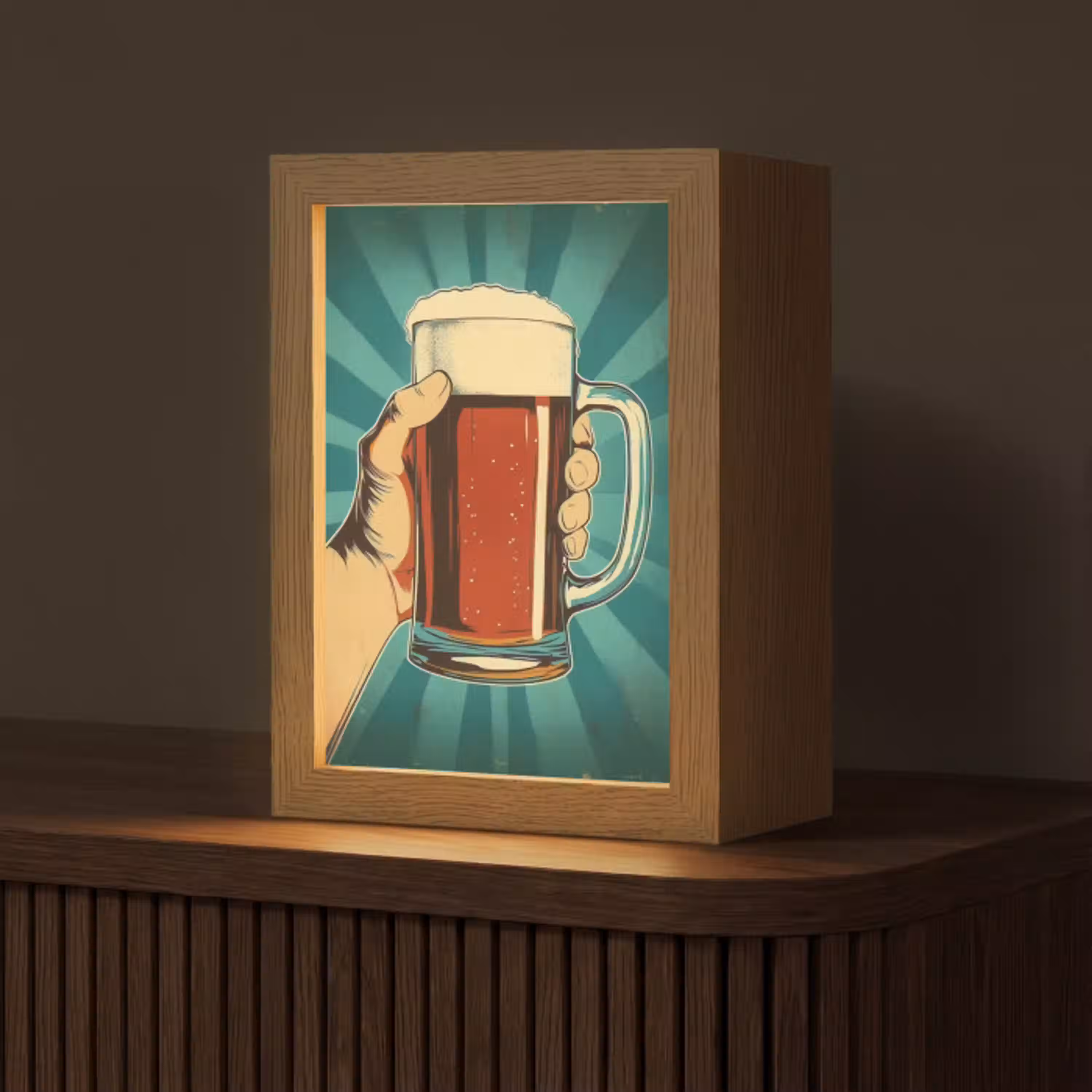 Bierglas - Schuim - Retro - Groen Light Box met kabel (Tafellamp) klein -z3d_website