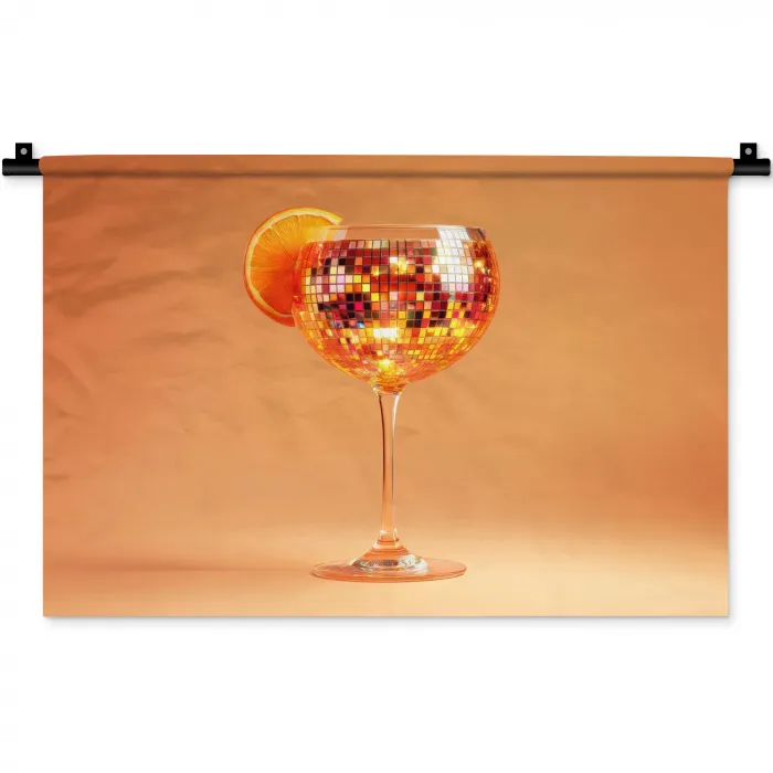 Drank - Oranje - Glitter - Disco Wandkleed katoen klein -zz3d
