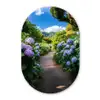 Hortsensia - Pad - Bloemen Wandcirkel Ovaal Forex klein -3d