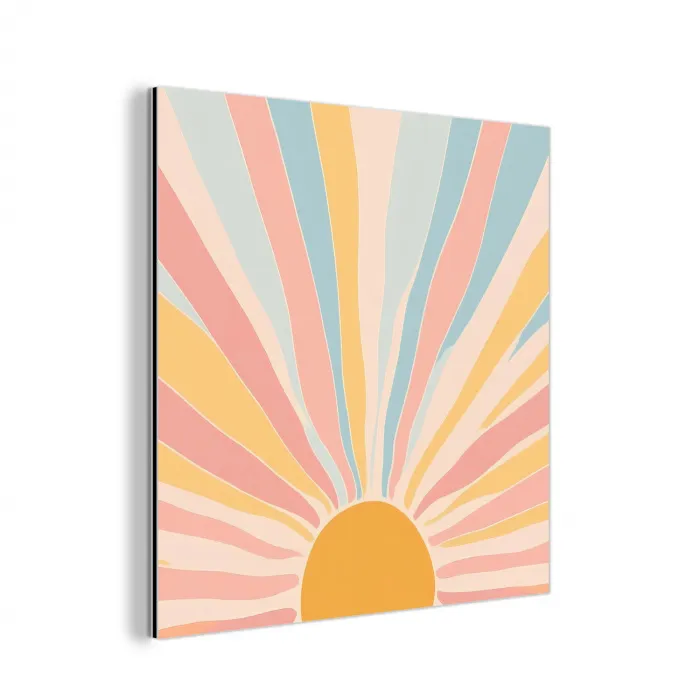 Illustratie - Zon - Pastelkleuren aluminium wit klein -3d