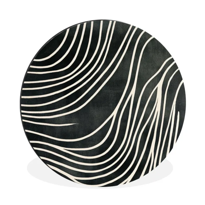 Lijnen - Patroon - Abstract - Wit Wandcirkel aluminium klein -3d