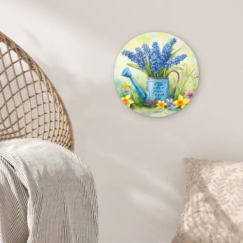 Lavendelbloemen - Quote - Gieter Wandcirkel plexiglas klein -sfeer5