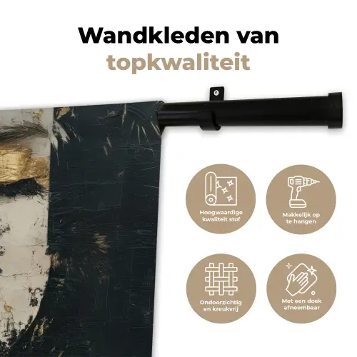 Abstract - Goud - Gezicht - Lippen Wandkleed katoen klein -sfeer2