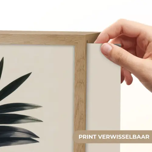 Palmblad - Subtiel - Groen - beige Light Box met batterij (Wandlamp) middel -USP_websiteprintNL