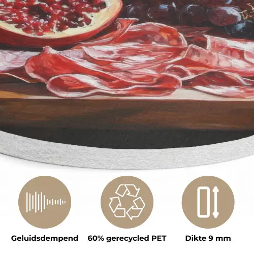 Borrelplank - Stilleven - Vintage Akoestische PET Vilt - Rond klein -closeup_NL
