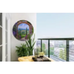 Doorkijk - Toscane - Landschap - Poort Wandcirkel tuinposter met ringen klein -buiten1