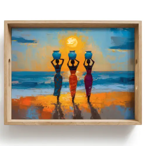 Vrouwen - Strand - Zondsondergang Dienblad Rechthoek middel -z3d_shopping