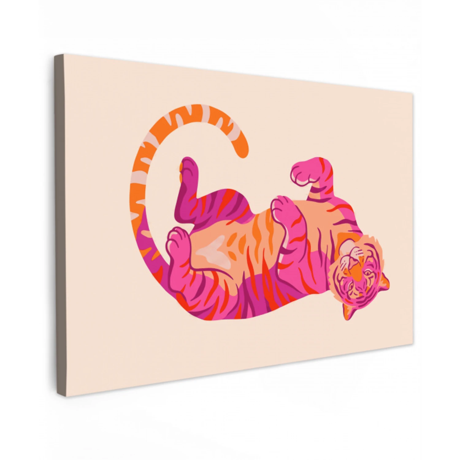 Tijger - Roze - Oranje canvas 2cm klein -z3d