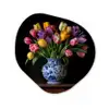 Tulpen - Kleuren - Hout - Vaas Wandcirkel Organisch Forex 3mm klein -3d