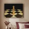 Koningin - Schaakstuk - Geblokt - Goud Textielframe zwart klein -sfeer1