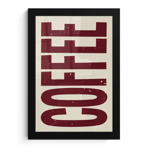 Koffie -Japandi - Rood - Vintage fotolijst zwart zonder passe partout klein -3d