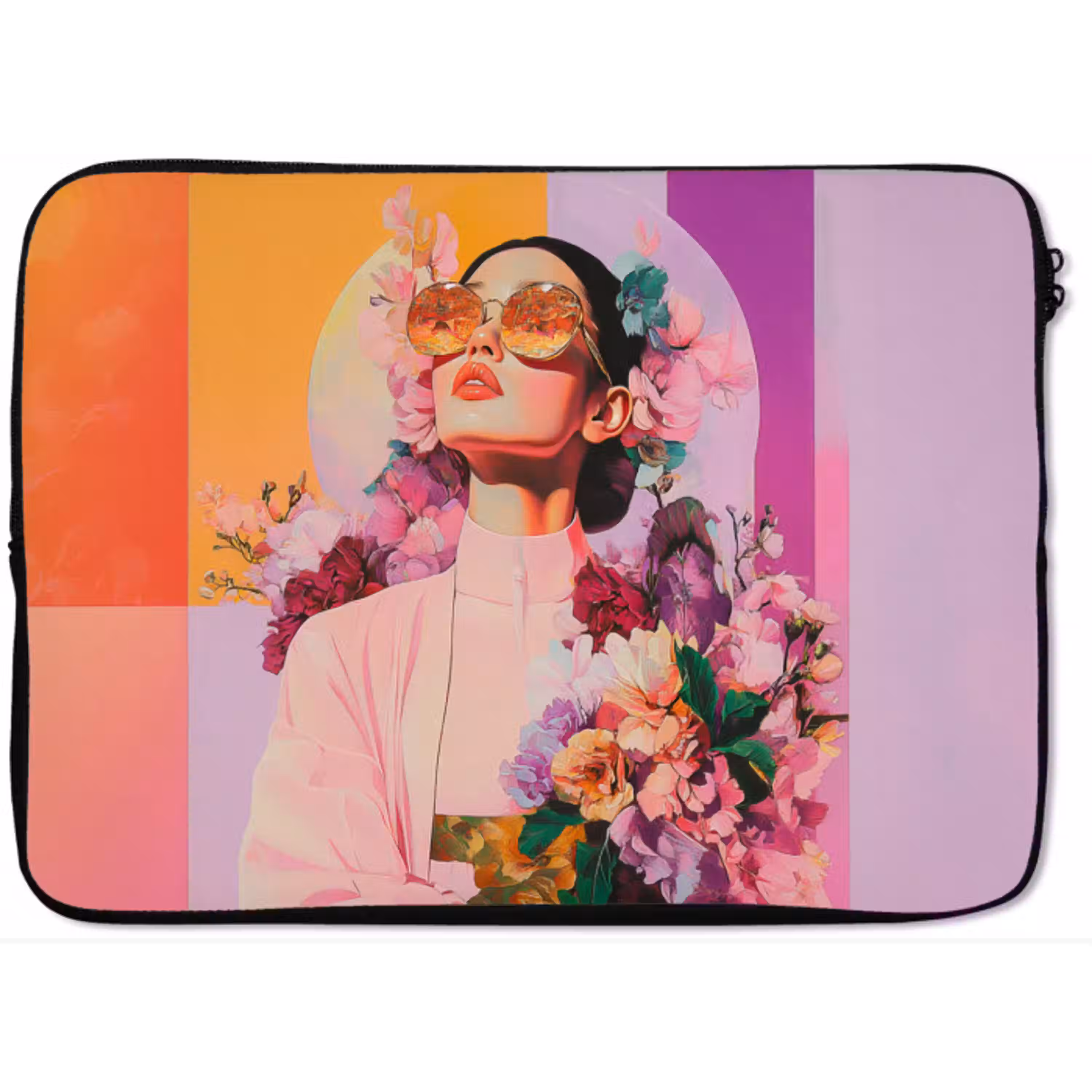Portret - Vrouw - Abstract - Bloemen laptophoes neopreen klein -zkaufland3dotto