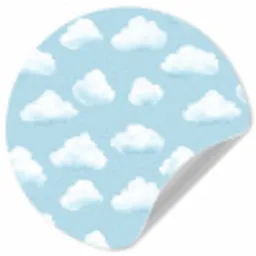 Wolken - Illustratie - Blauw Wandcirkel behangsticker klein 186 -3d