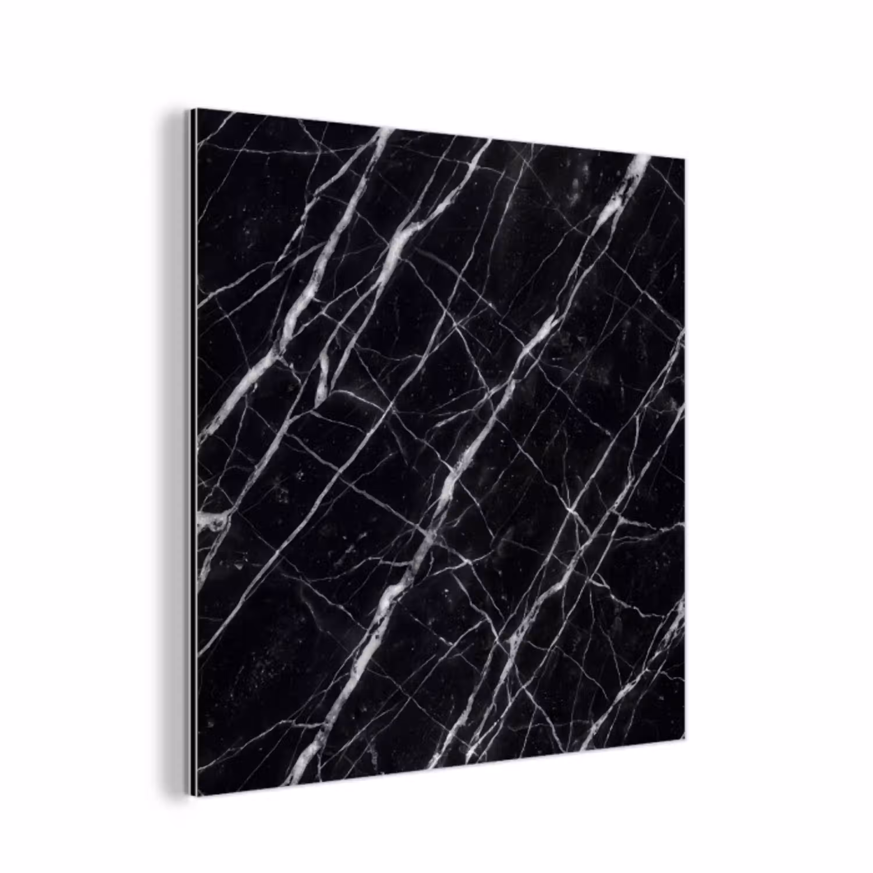 Marmer - Aders - Abstract - Zwart aluminium wit klein -3d