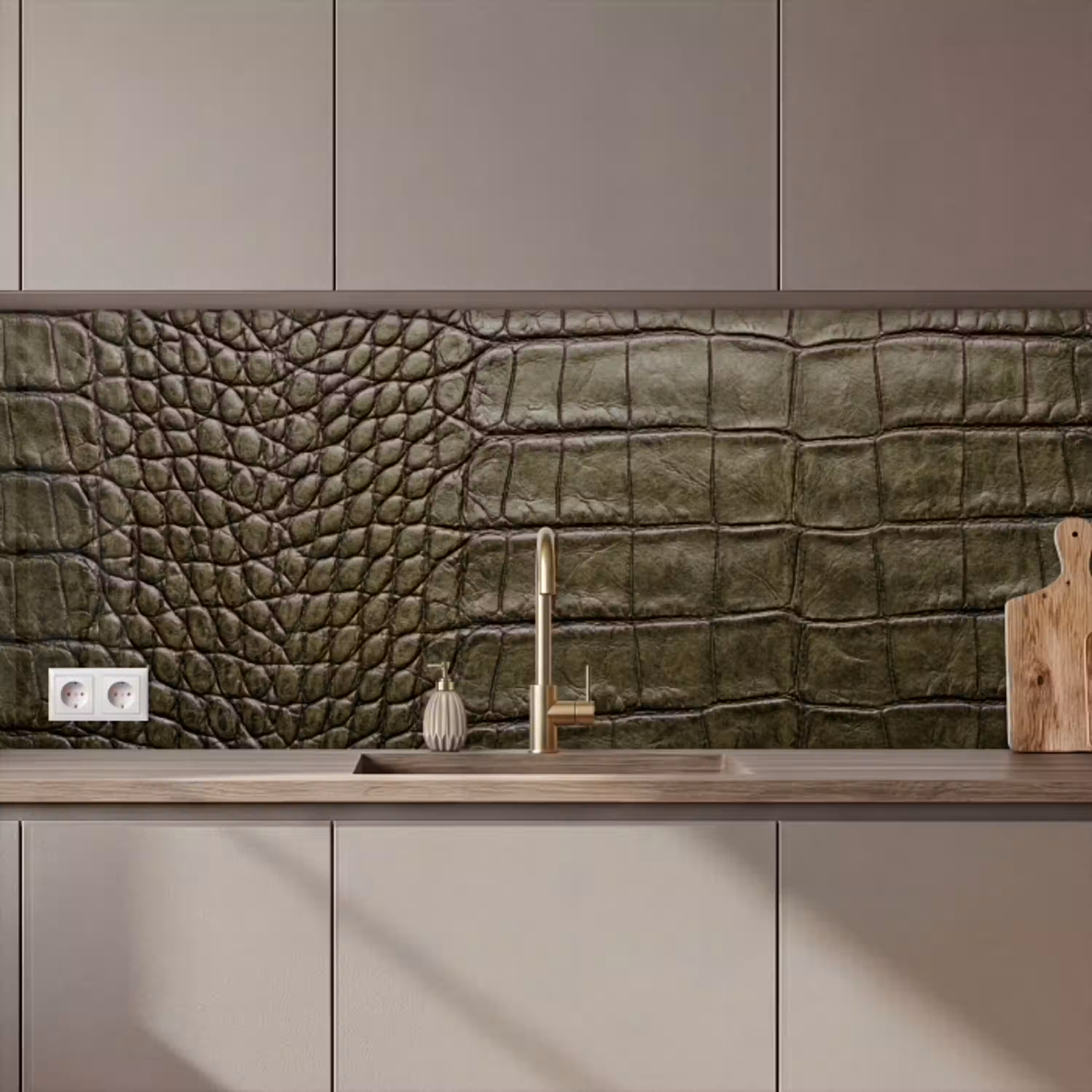 Krokodillenleer - Structuur - Groen keuken achterwand 2 middel zz_3dshopping