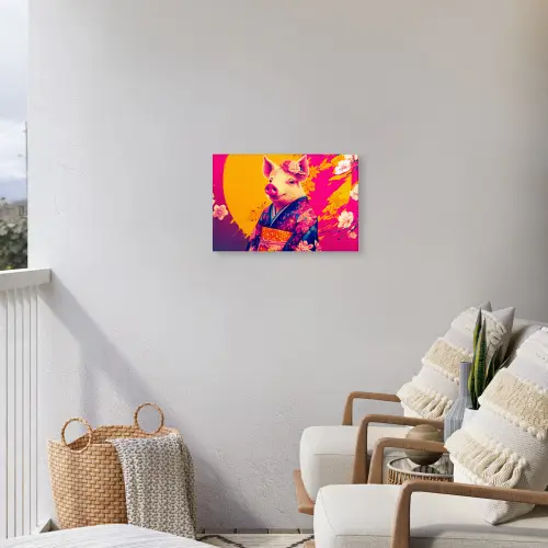 Varken - Bloemkroon - Kimono - Abstract Tuinposter op houten frame 2 cm dik klein -sfeer1