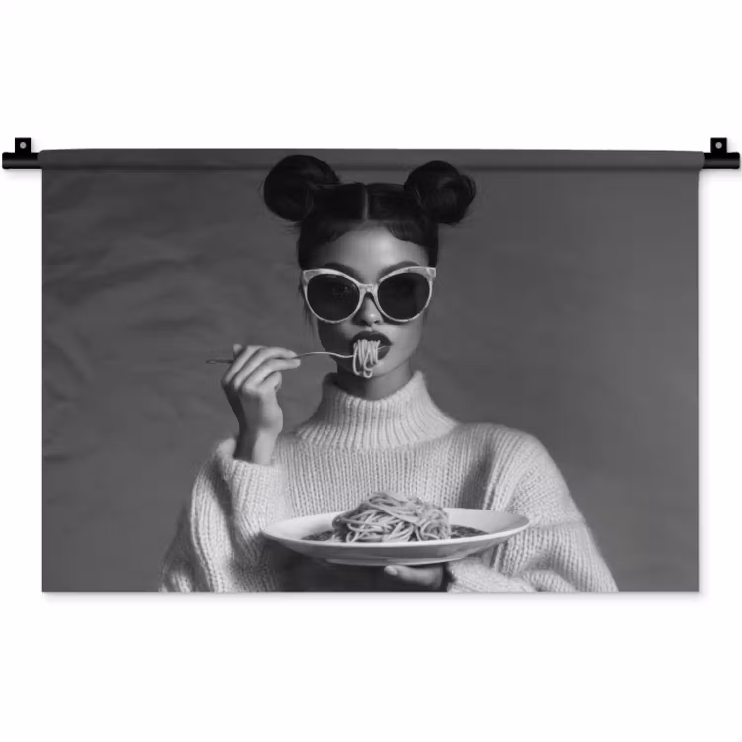 Wandkleed - Vrouw - Pasta - Zonnebril