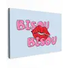 Bisou - Blauw - Roze - Lippen canvas 2cm klein -z3d