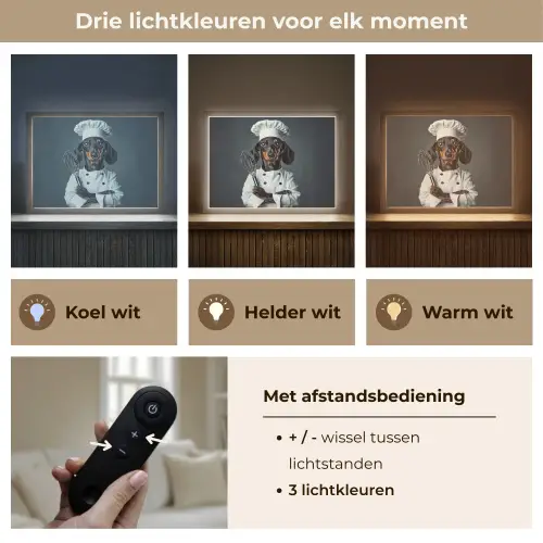 Hond - Garde - Kok Light Box met batterij (Wandlamp) middel -USP_lichtkleurNL