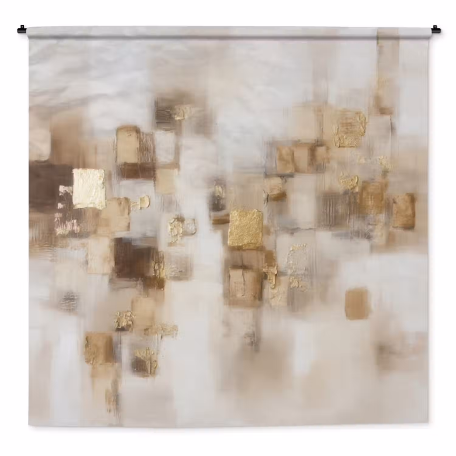 Wandkleed - Abstracte vierkanten - Aardetonen - Mistig