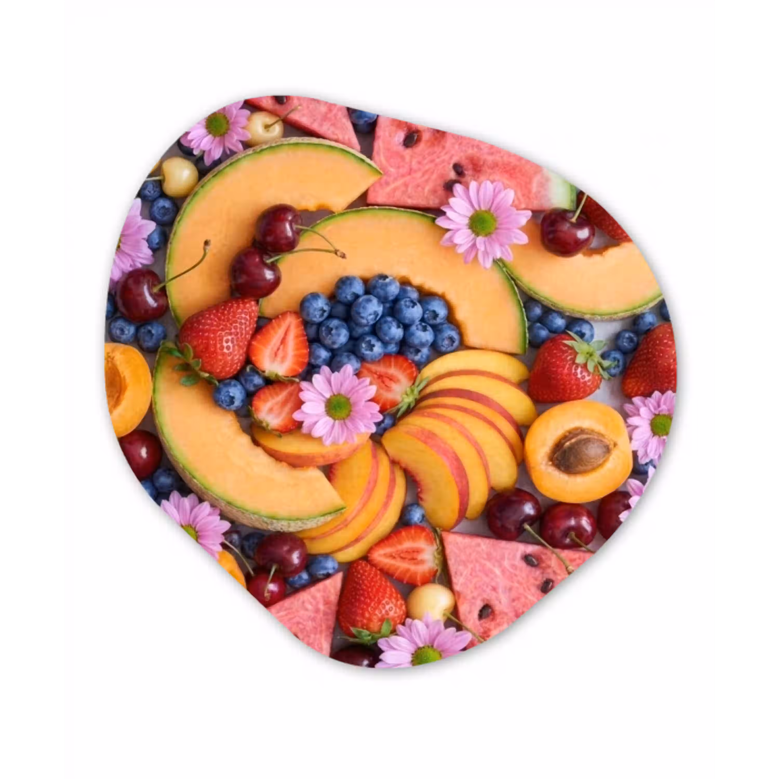 Eten - Fruit - Zomer - Kleurrijk Wandcirkel Organisch Aluminium middel -3d