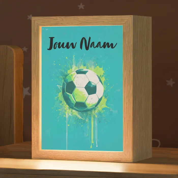 Voetbal - Abstract - Verfspatten - Groen Light Box met kabel (Kinderlampje) klein -zzz_3d_website