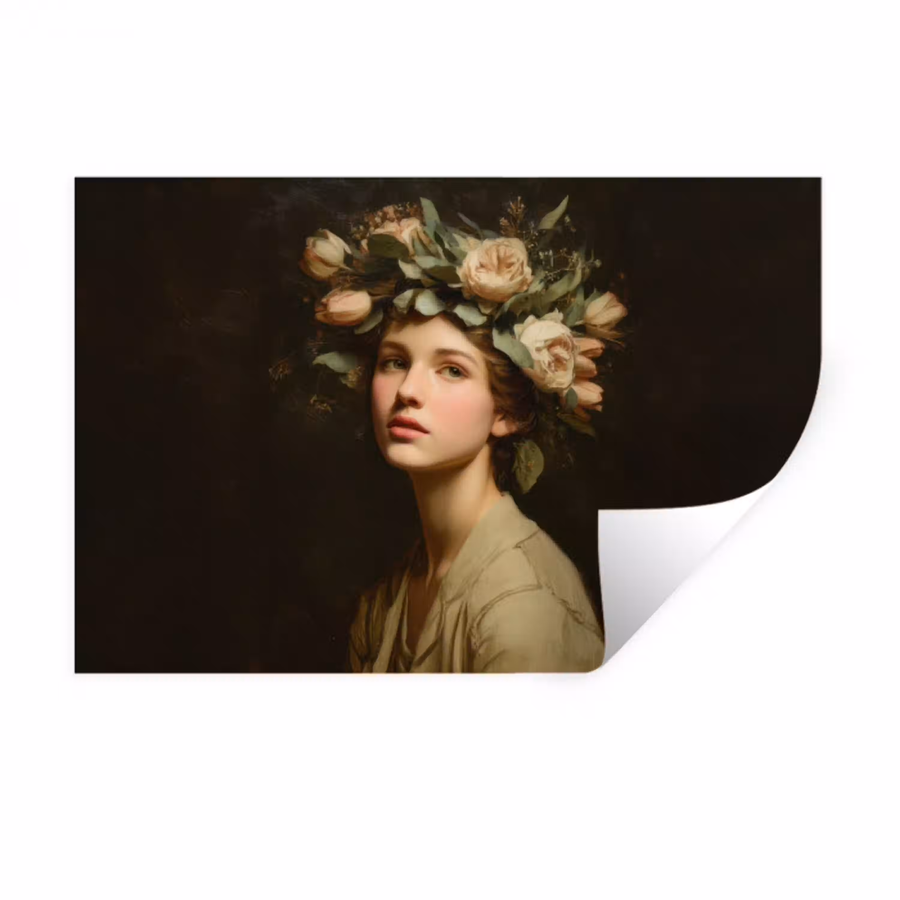 Bloemenstilte - Vrouw - Portret Muursticker klein -3d