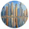 Skyline - Wolkenkrabbers - Water - Blauw Wandcirkel plexiglas klein -3d