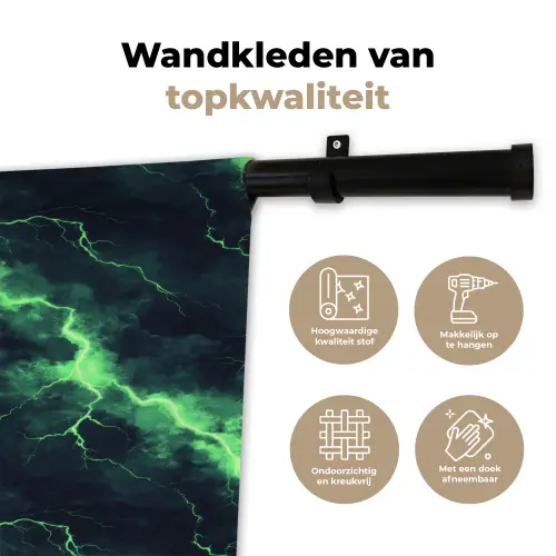 Groen - Bliksem - Storm Wandkleed katoen klein 269 -sfeer2