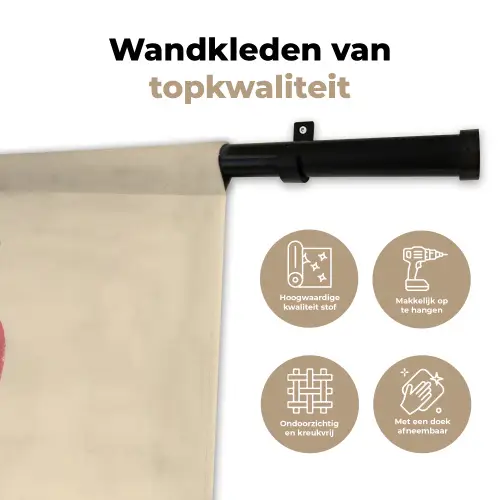 Aardbei - Minimalistisch - Rood - Fruit Wandkleed katoen klein -sfeer2