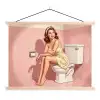Roze - Retro - Vrouw textielposter latten blank klein -3d