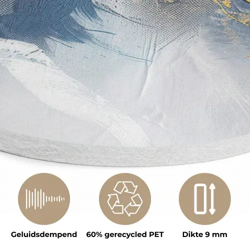 Blauw - Modern - Marmer - Abstract - Goud Akoestische PET Vilt - Rond klein -closeup_NL