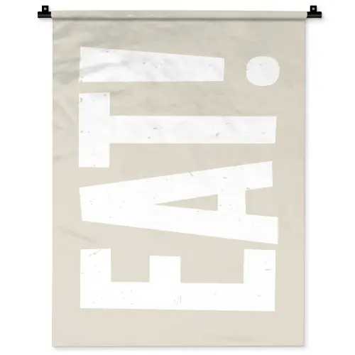 Eten - Decoratie - Beige - Wit Wandkleed katoen klein -zz3d