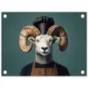 Geit - Hoorns - Kokskleding tuinposter los doek klein -3d