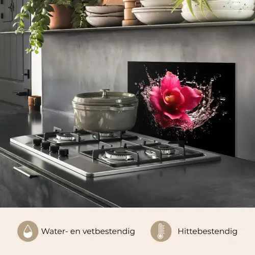 Bloemen - Roze - Water - Zwart - Botanisch - Natuur keuken achterwand spatscherm klein -usp_NL