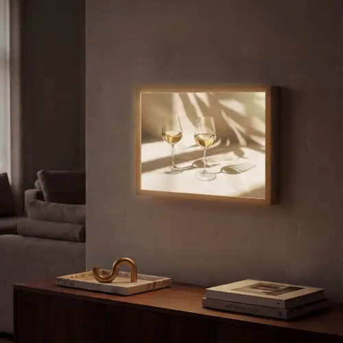 Wijn - Wijnglazen - Wit Light Box met batterij (Wandlamp) middel -sfeer1