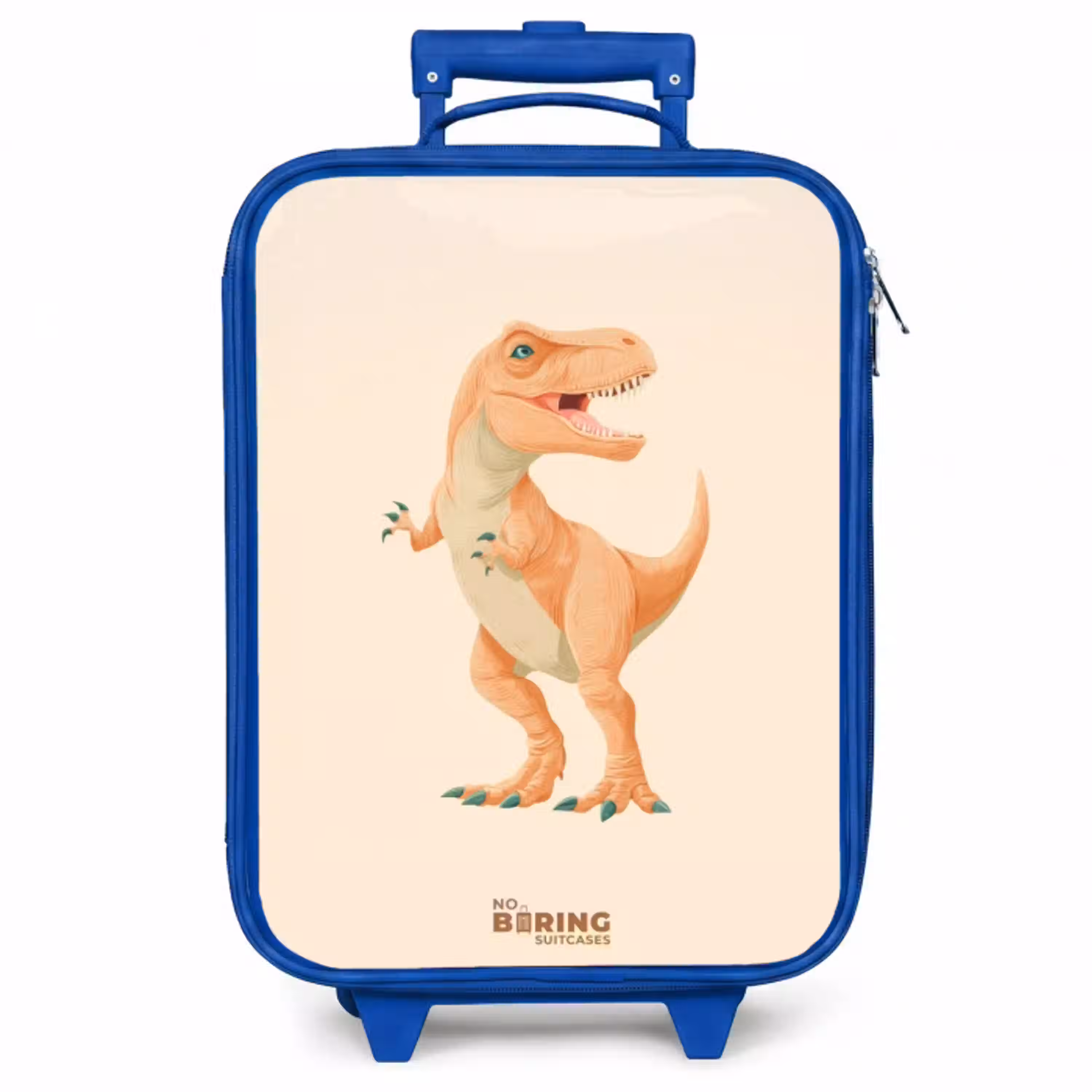 T-rex dino in oranje kleuren Kinderkoffer - Blauw klein -zzz_website3d