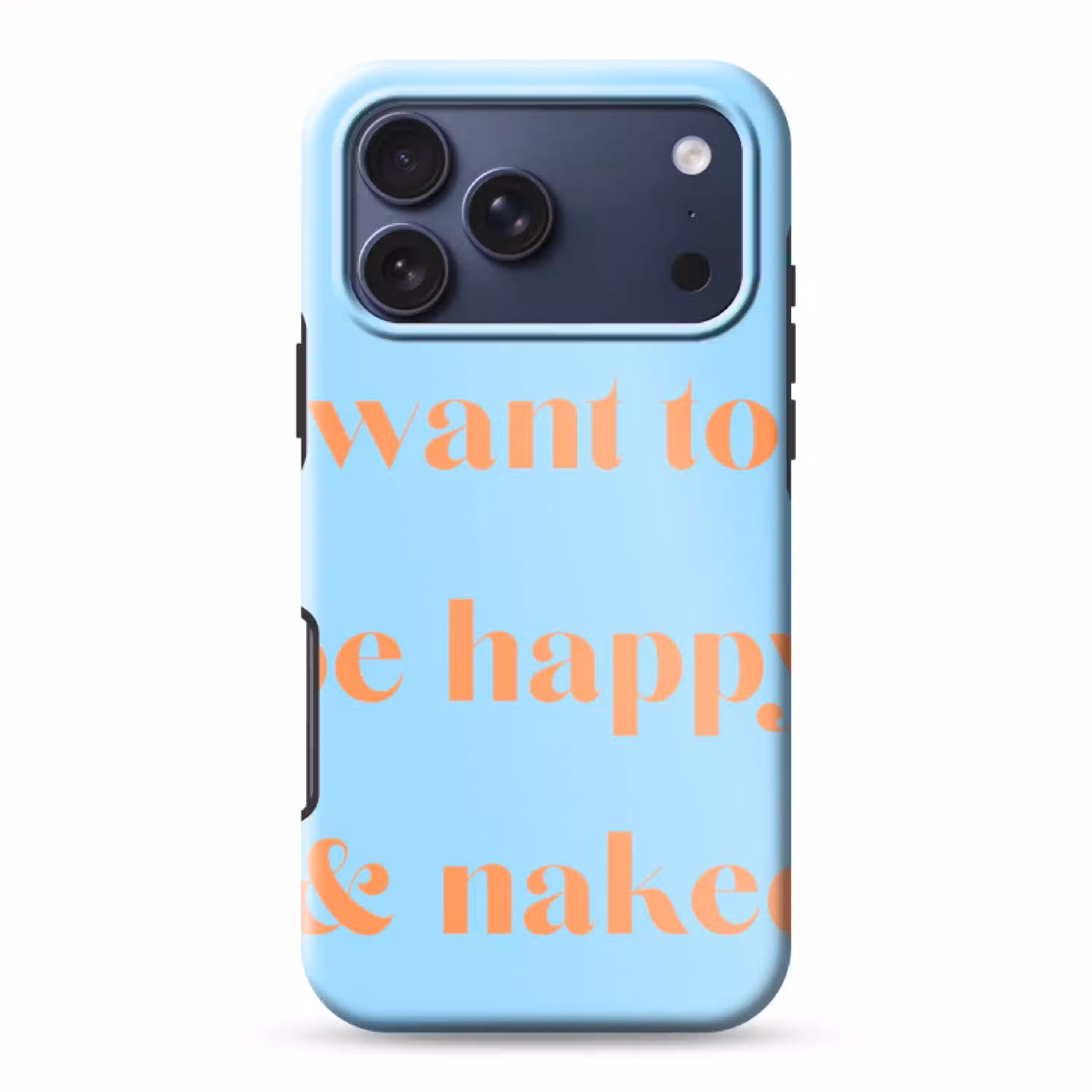 Blauw - Oranje - Just want to be happy & naked Toughcase MagSafe Apple iPhone 17 Pro Max klein -3d