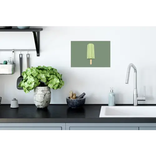 Groen - Waterijsje - Stokje - Illustratie Muursticker klein -keuken