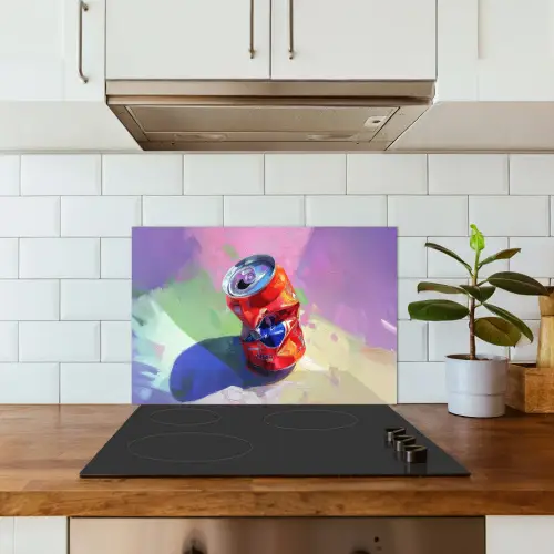 Frisdrank - Blik - Paars keuken achterwand spatscherm klein -sfeer2